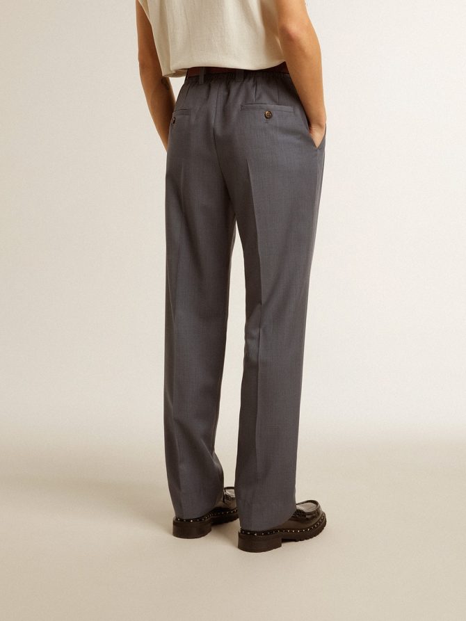 Women’s loose pants in baby blue wool - Image 4