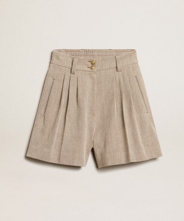 Women’s aged white cotton shorts with elasticated waist