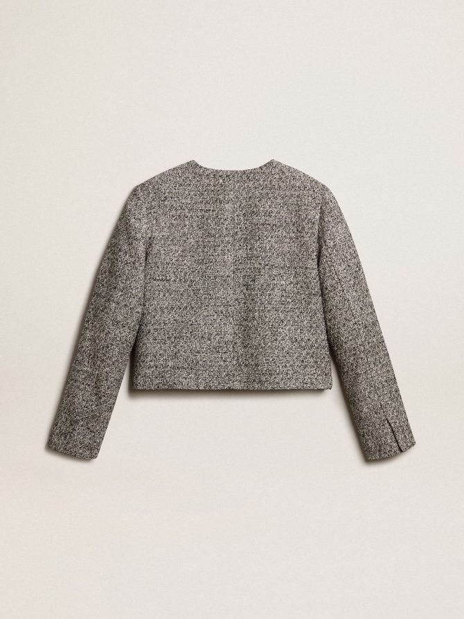 Boxy cropped jacket in gray bouclé fabric - Image 5