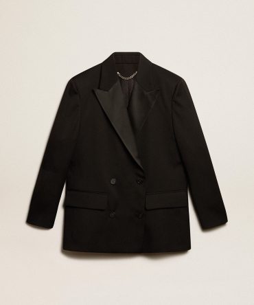 Women’s tuxedo jacket in black wool gabardine