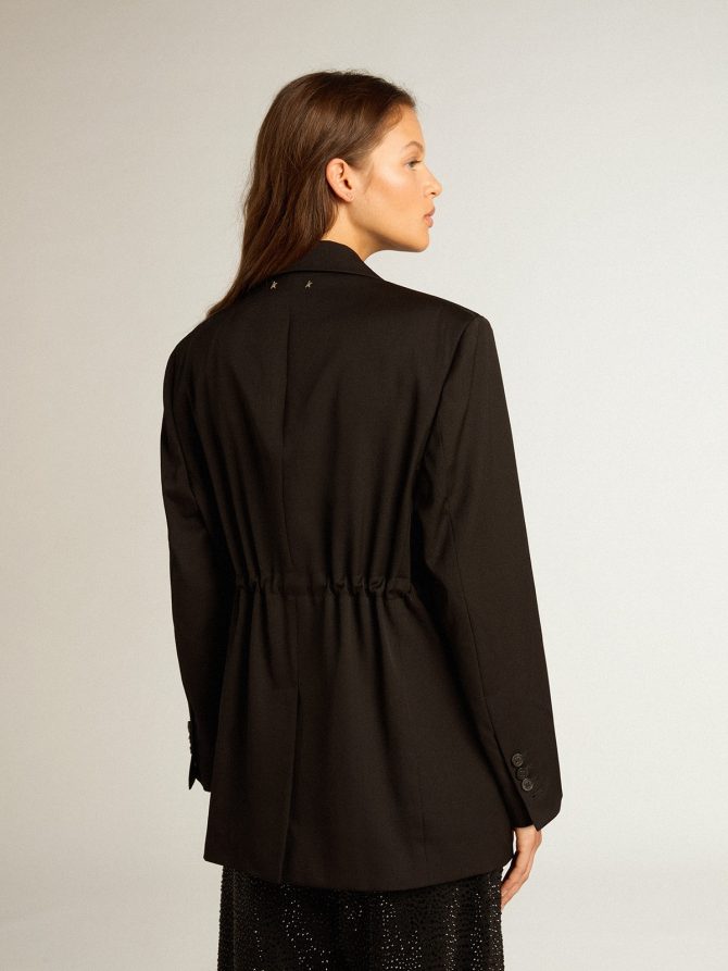 Women’s tuxedo jacket in black wool gabardine - Image 4