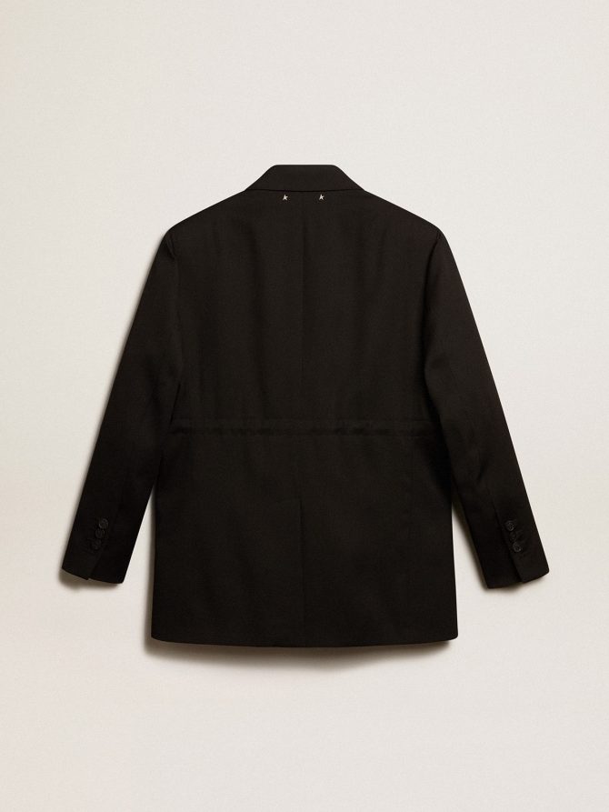 Women’s tuxedo jacket in black wool gabardine - Image 5