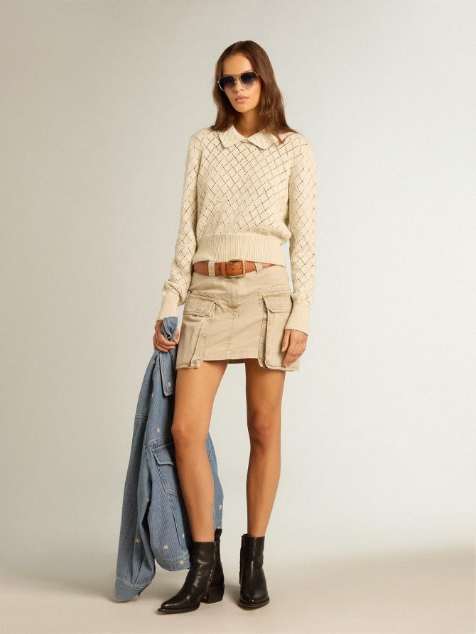 Khaki-colored cargo skirt - Image 3