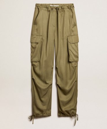 Women’s olive-colored viscose cargo pants
