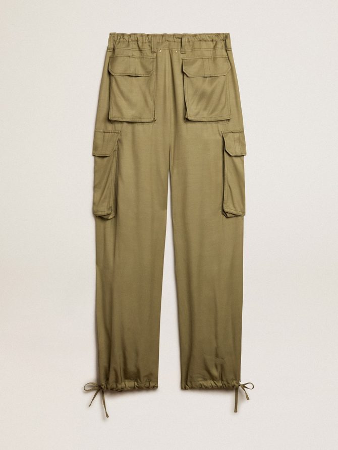 Women’s olive-colored viscose cargo pants - Image 5