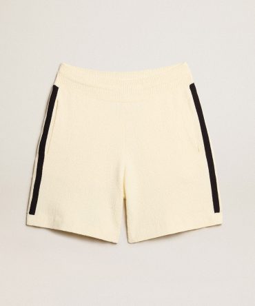 Women’s vintage white shorts with blue rib knit on the sides