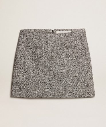 Miniskirt in black and white bouclé cotton