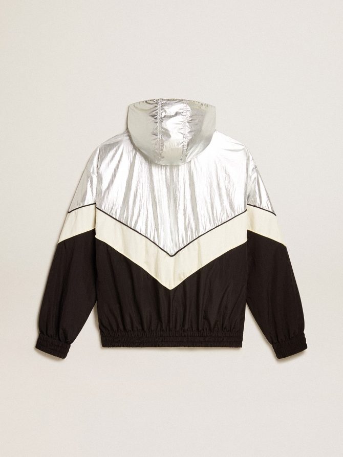 Women’s windcheater in silver and black technical fabric - Image 6
