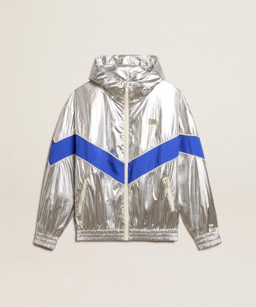 Women’s windcheater in silver technical fabric