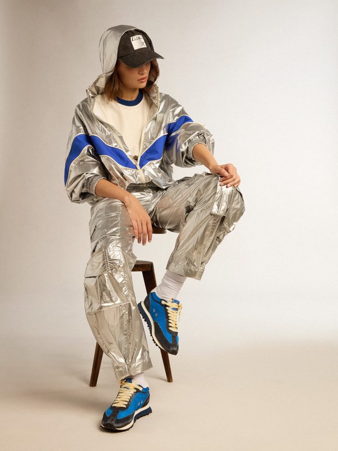 Women’s windcheater in silver technical fabric - Image 3