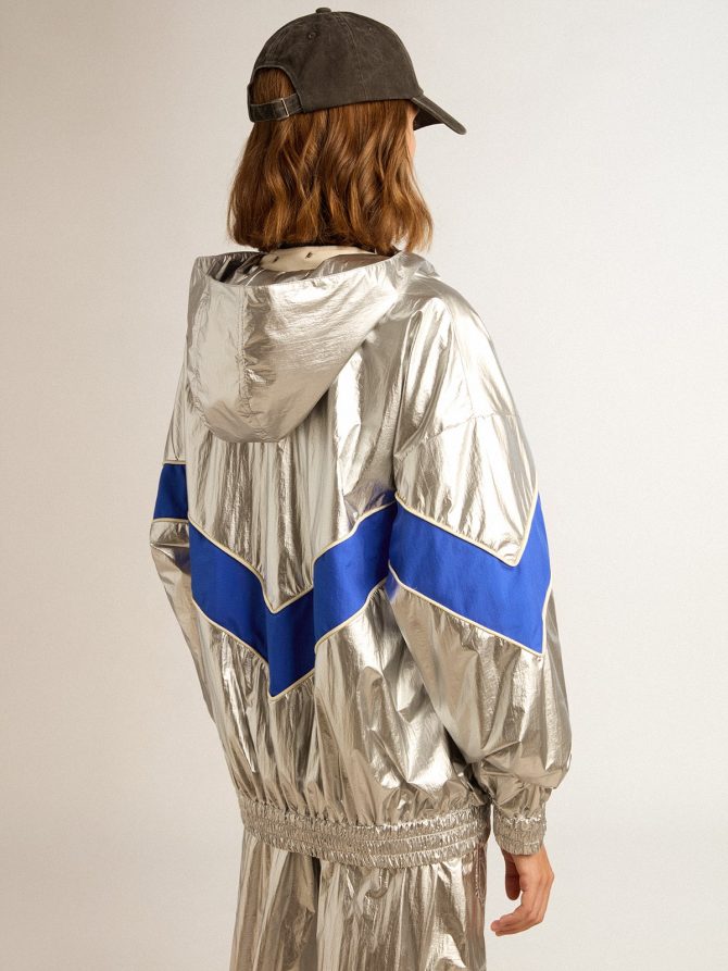 Women’s windcheater in silver technical fabric - Image 4