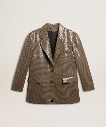 Women’s houndstooth jacket with all-over sequin embroidery