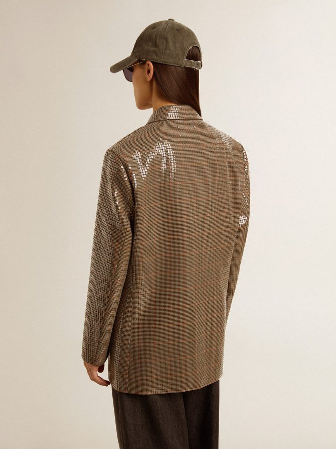 Women’s houndstooth jacket with all-over sequin embroidery - Image 5
