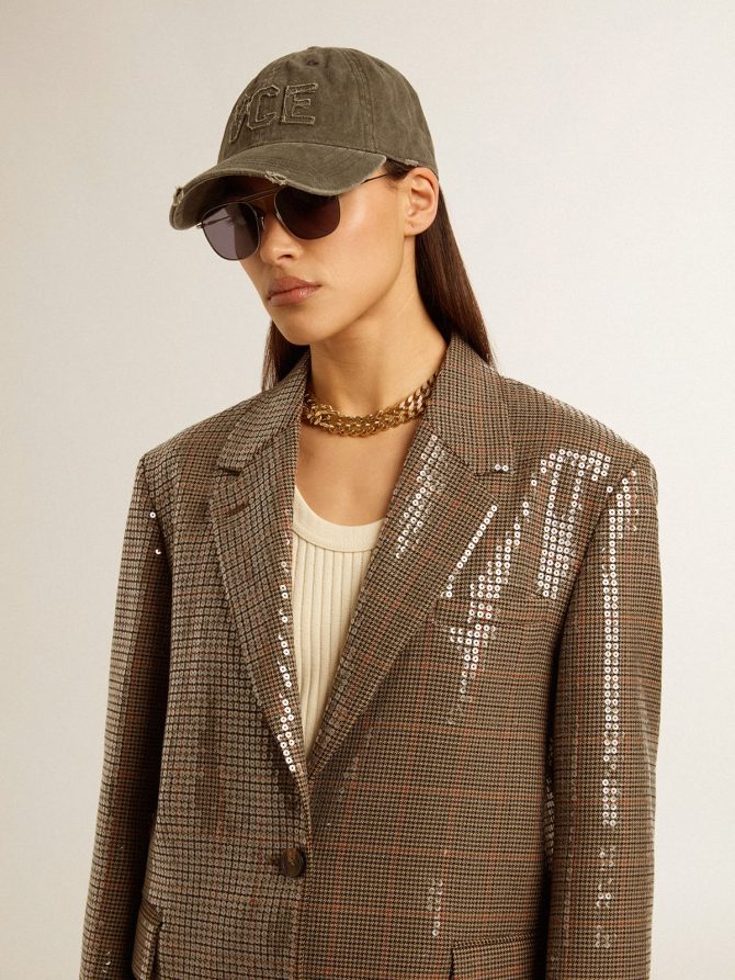 Women’s houndstooth jacket with all-over sequin embroidery - Image 6