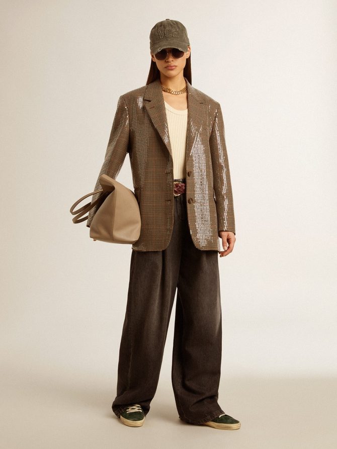 Women’s houndstooth jacket with all-over sequin embroidery - Image 8
