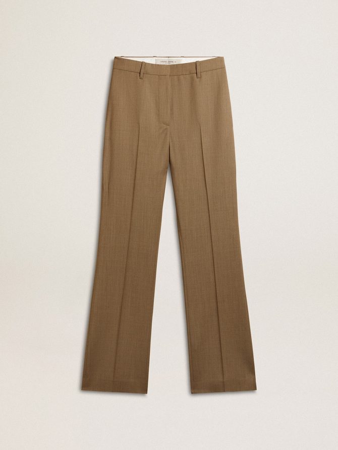 Women’s pants in dove-gray tailored wool fabric