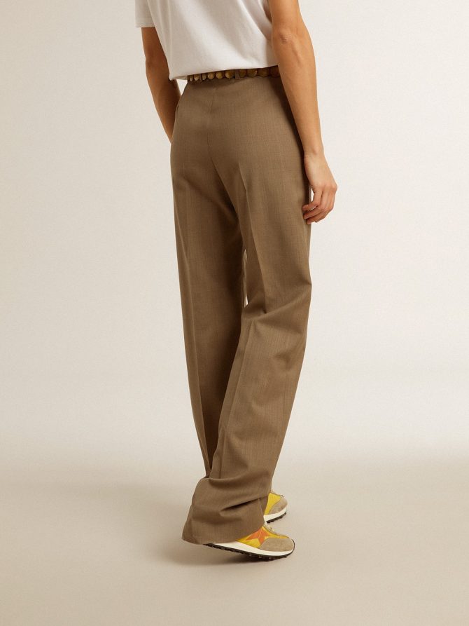 Women’s pants in dove-gray tailored wool fabric - Image 4