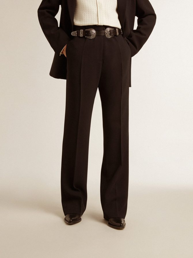 Women’s soft black pants in wool blend - Image 3