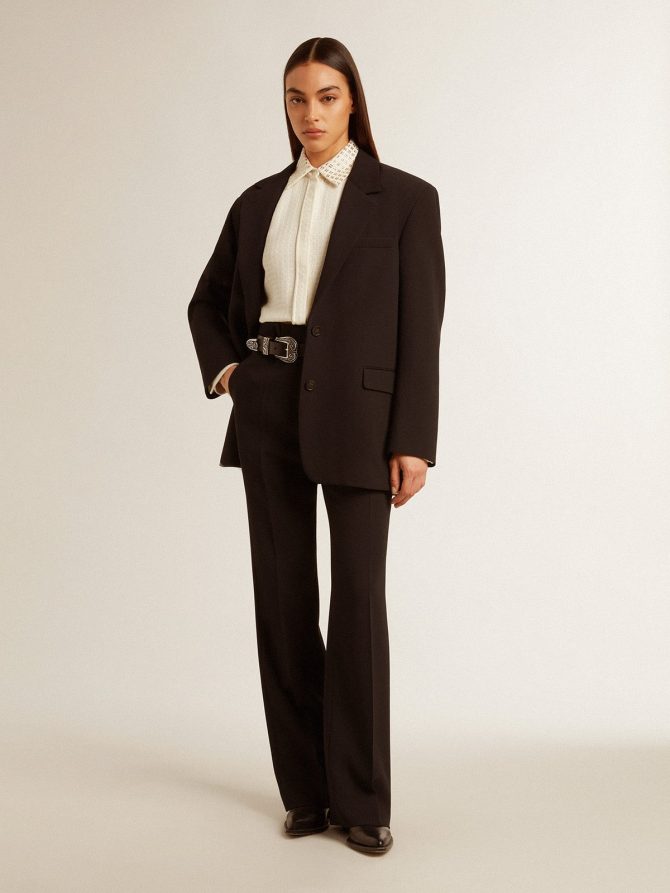 Women’s soft black pants in wool blend - Image 4