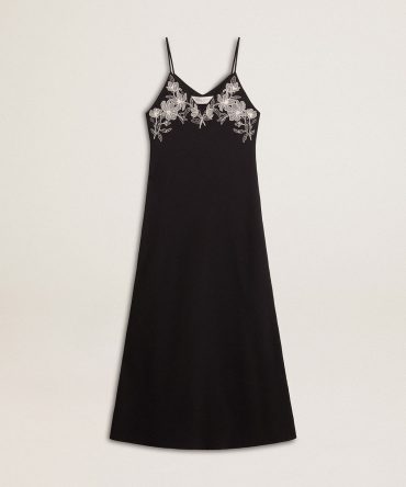 Women’s black slip dress with embroidery