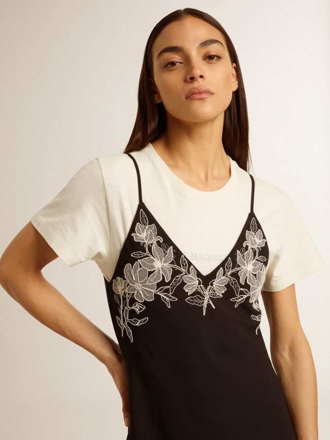 Women’s black slip dress with embroidery - Image 4