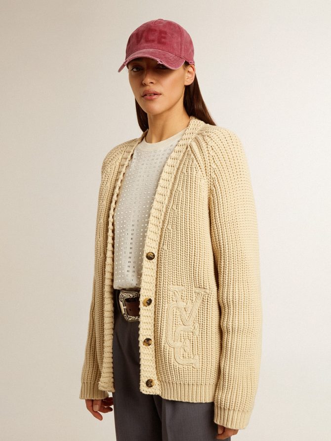 Women’s cotton cardigan with embroidery on the front - Image 2
