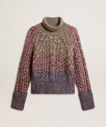 Women’s multicolored high neck sweater with mouliné yarn