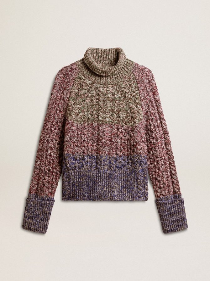 Women’s multicolored high neck sweater with mouliné yarn