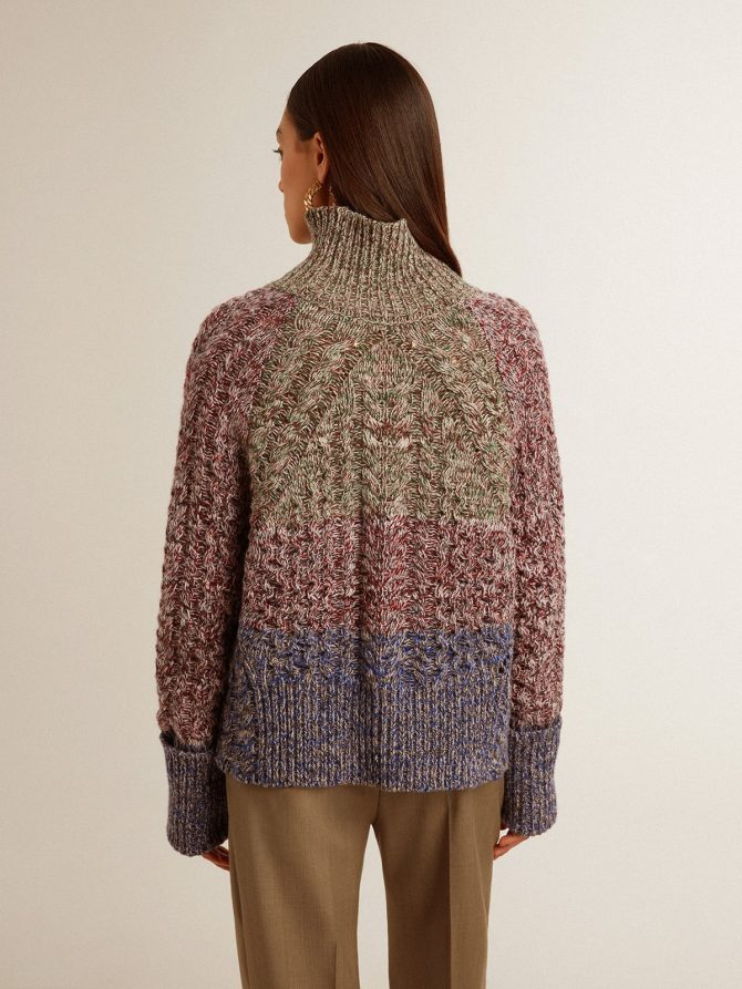 Women’s multicolored high neck sweater with mouliné yarn - Image 5