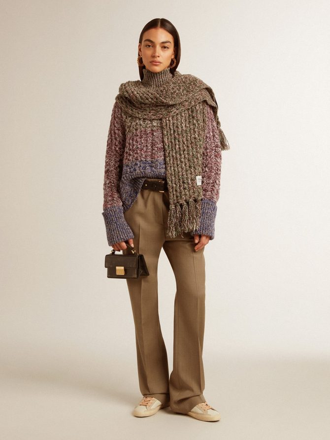 Women’s multicolored high neck sweater with mouliné yarn - Image 7