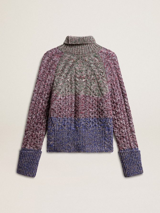Women’s multicolored high neck sweater with mouliné yarn - Image 8