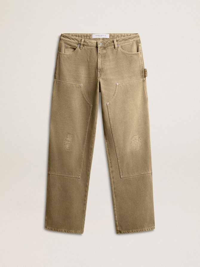 Women’s distressed-effect cotton pants