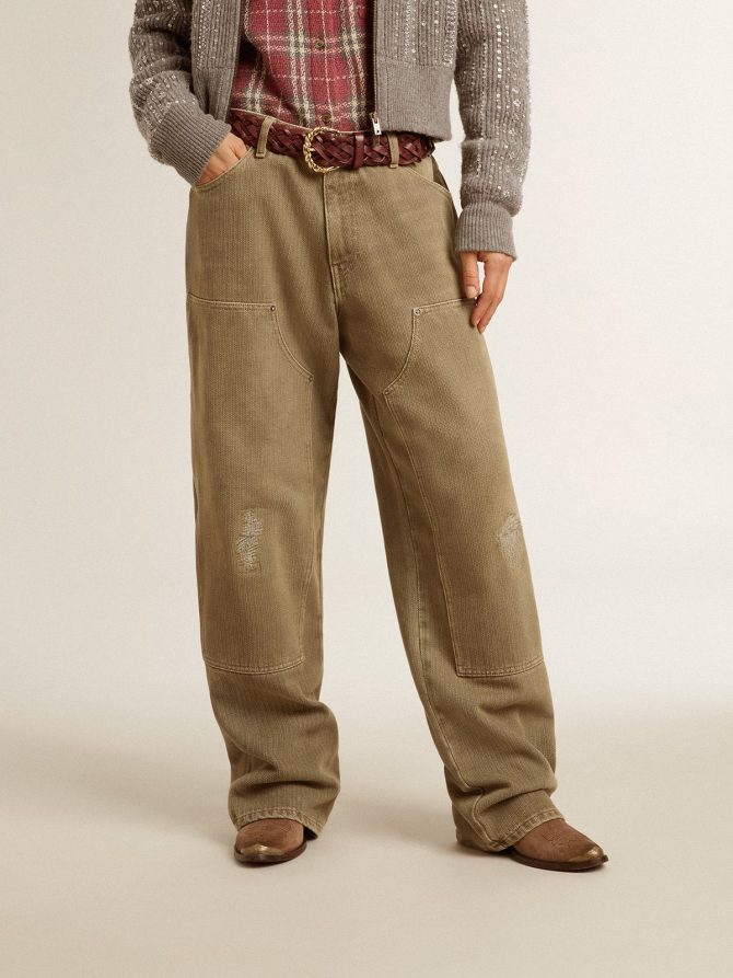 Women’s distressed-effect cotton pants - Image 3
