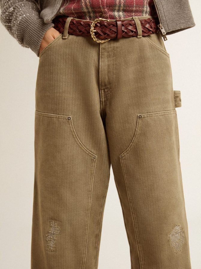 Women’s distressed-effect cotton pants - Image 4