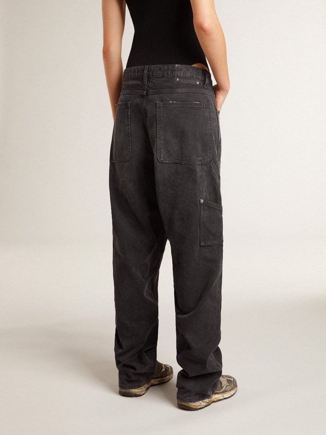 Women’s distressed black cotton jeans with front patches - Image 4