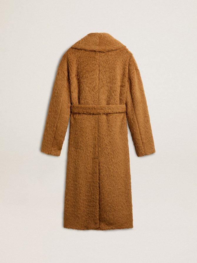 Women’s coat with shawl collar in tobacco - Image 2