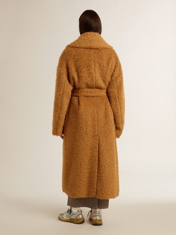 Women’s coat with shawl collar in tobacco - Image 5