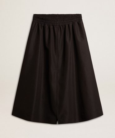 Flared skirt in black technical nylon