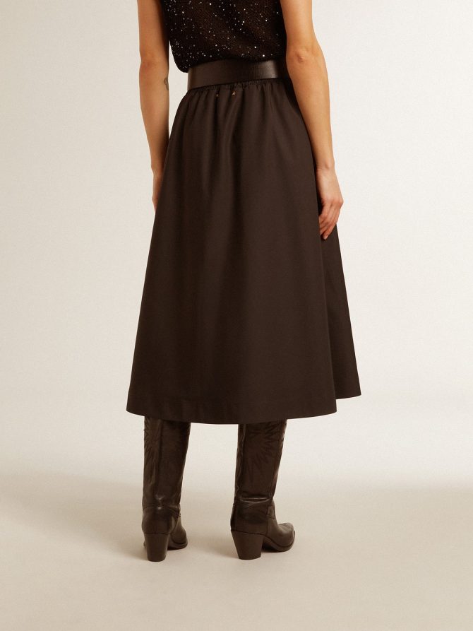 Flared skirt in black technical nylon - Image 5