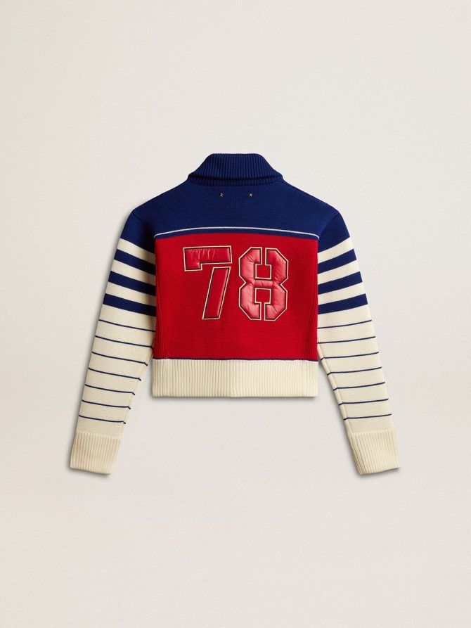 Women’s multicolor striped wool cropped sweatshirt - Image 2