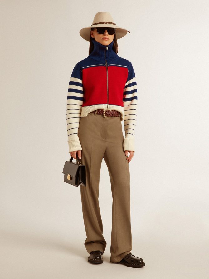 Women’s multicolor striped wool cropped sweatshirt - Image 4