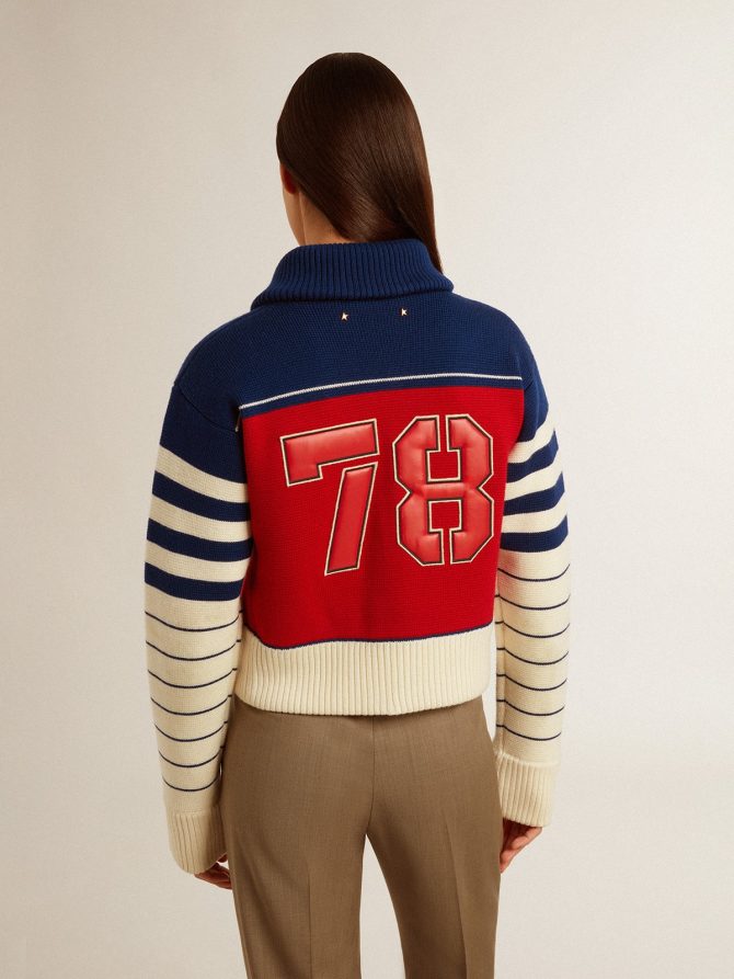 Women’s multicolor striped wool cropped sweatshirt - Image 5