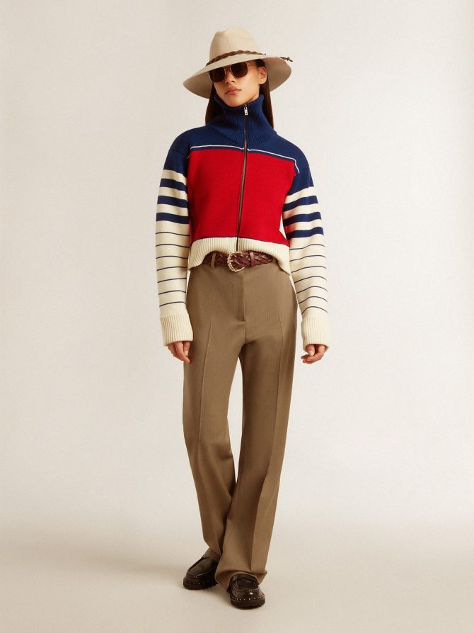 Women’s multicolor striped wool cropped sweatshirt - Image 7