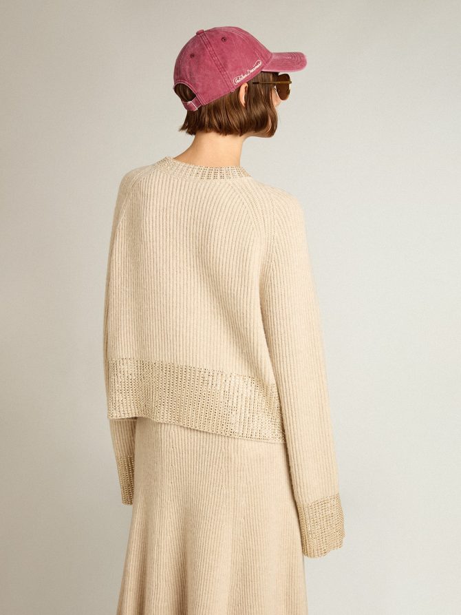 Women’s boxy sweater in wool with hotfix crystal decoration - Image 5
