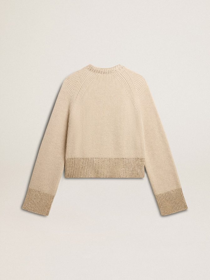 Women’s boxy sweater in wool with hotfix crystal decoration - Image 7