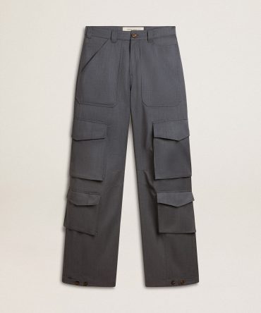 Women’s cargo pants in baby blue wool