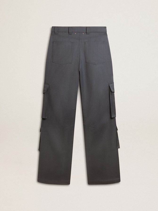 Women’s cargo pants in baby blue wool - Image 6