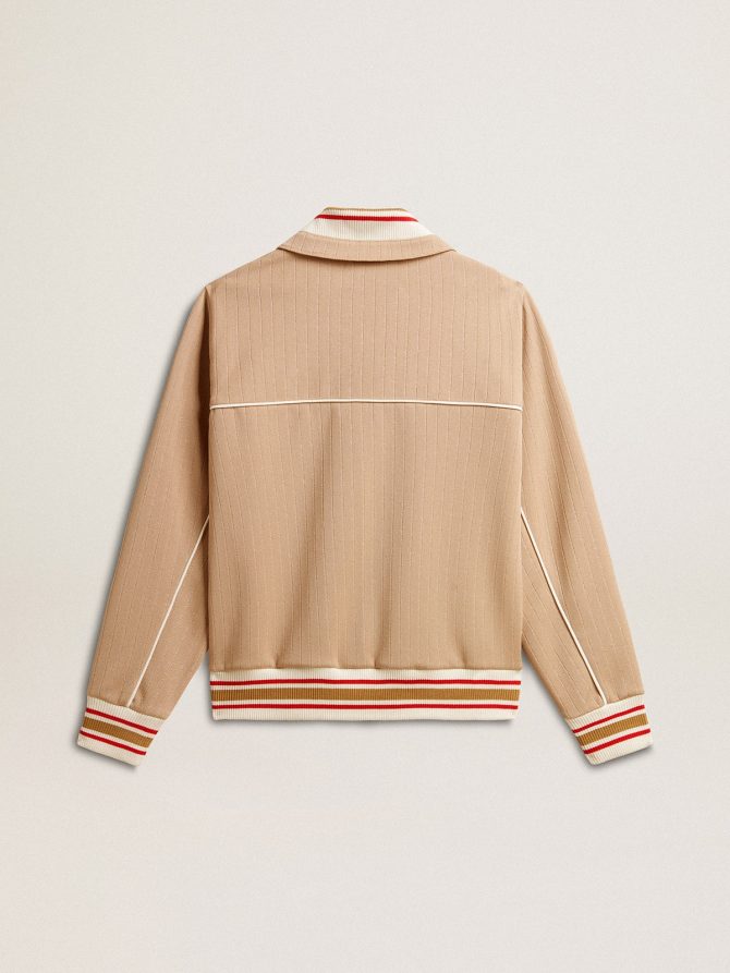 Women’s light beige zipped sweatshirt with white logo - Image 6
