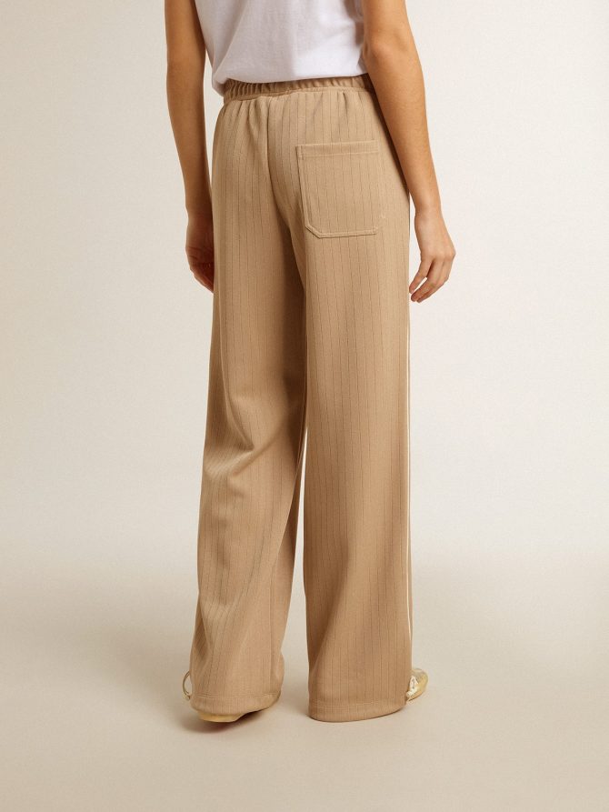 Women’s light beige joggers with white logo - Image 4