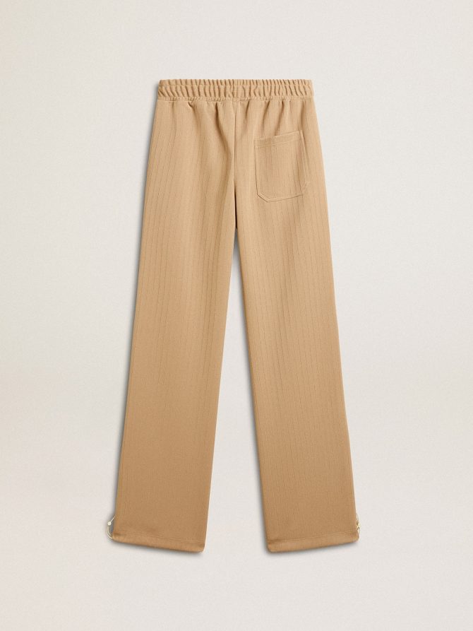 Women’s light beige joggers with white logo - Image 5